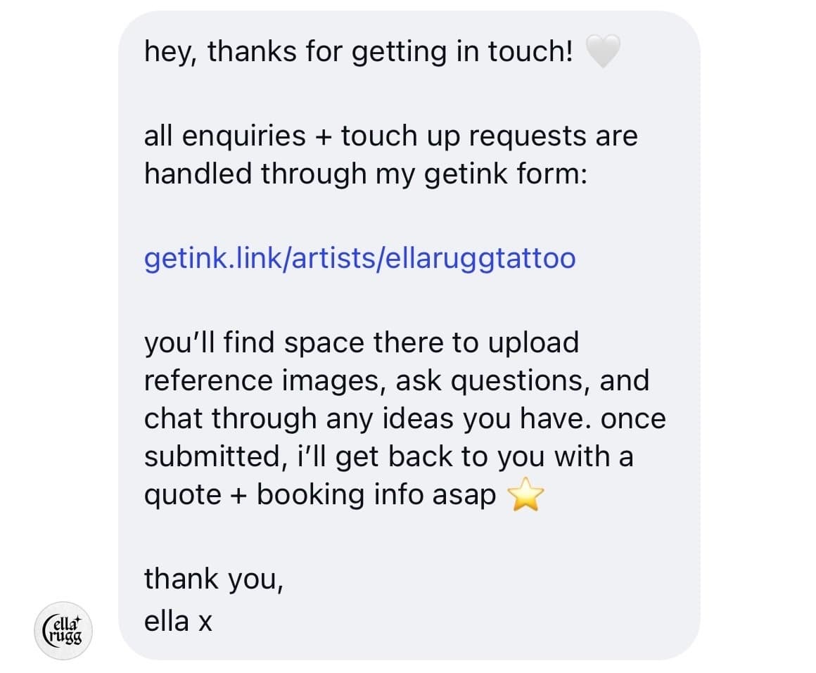 Instagram DM auto-responder example from Ella
