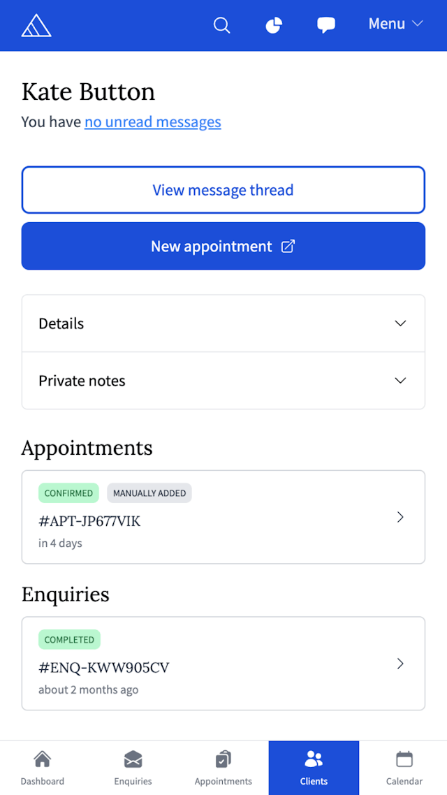 Get Ink client page on mobile